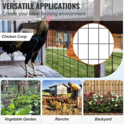VEVOR Hardware Cloth, 24'' x 50' Galvanized Wire Mesh Roll, 16 Gauge Chicken Wire Fence Roll, Vinyl Coating Metal Wire Mesh for Chicken Coop Barrier, Rabbit Snake Fences, Poultry Enclosures