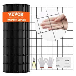 VEVOR Hardware Cloth, 24'' x 50' Galvanized Wire Mesh Roll, 16 Gauge Chicken Wire Fence Roll, Vinyl Coating Metal Wire Mesh for Chicken Coop Barrier, Rabbit Snake Fences, Poultry Enclosures