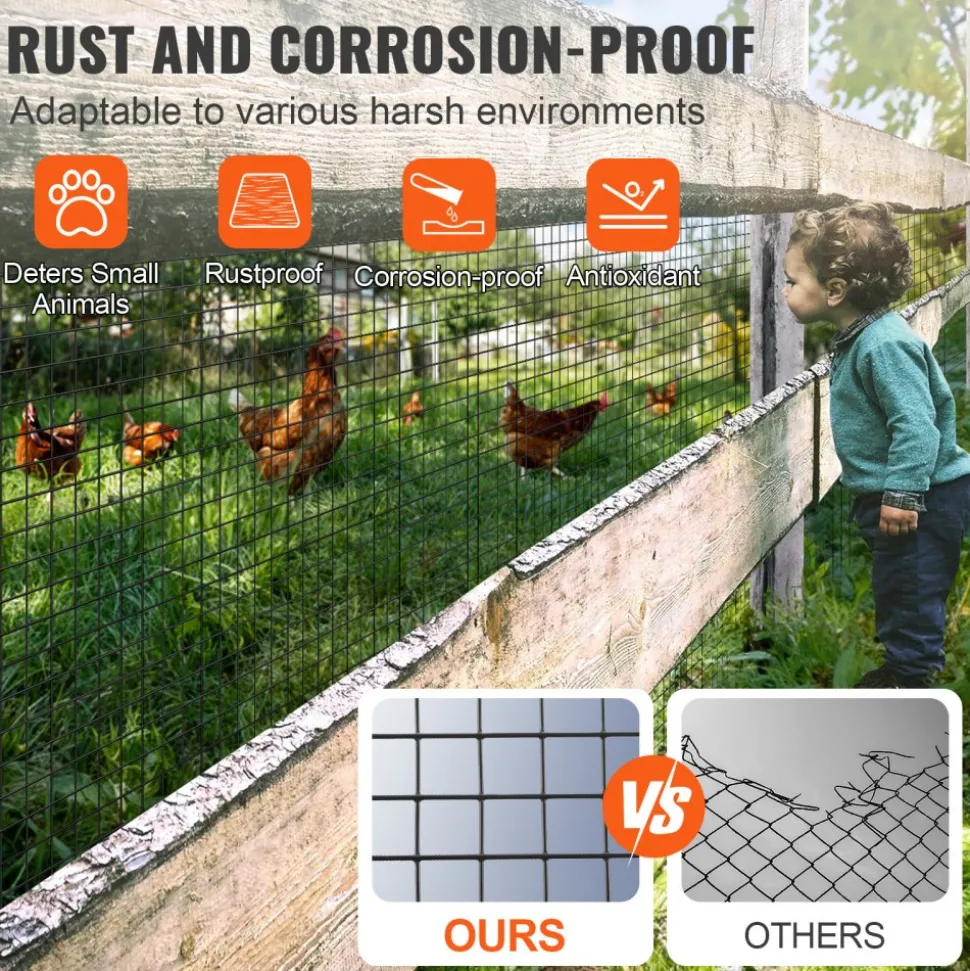 VEVOR Hardware Cloth, 36'' x 100' Galvanized Wire Mesh Roll, 19 Gauge Chicken Wire Fence Roll, Vinyl Coating Metal Wire Mesh for Chicken Coop Barrier, Rabbit Snake Fences, Poultry Enclosures
