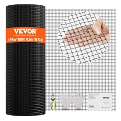 VEVOR Hardware Cloth, 36'' x 100' Galvanized Wire Mesh Roll, 19 Gauge Chicken Wire Fence Roll, Vinyl Coating Metal Wire Mesh for Chicken Coop Barrier, Rabbit Snake Fences, Poultry Enclosures