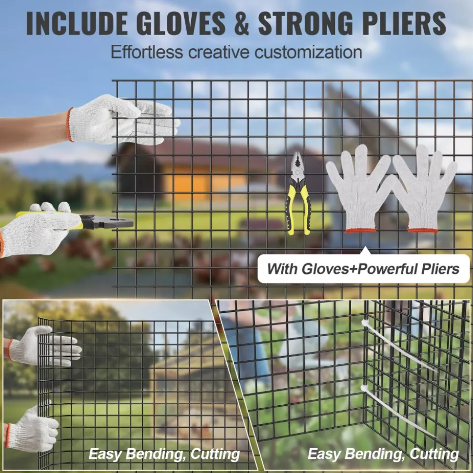 VEVOR Hardware Cloth, 36'' x 100' Galvanized Wire Mesh Roll, 19 Gauge Chicken Wire Fence Roll, Vinyl Coating Metal Wire Mesh for Chicken Coop Barrier, Rabbit Snake Fences, Poultry Enclosures
