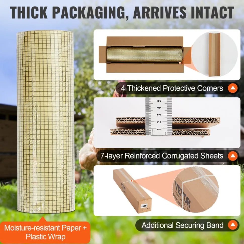 VEVOR Hardware Cloth, 36'' x 100' Galvanized Wire Mesh Roll, 19 Gauge Chicken Wire Fence Roll, Vinyl Coating Metal Wire Mesh for Chicken Coop Barrier, Rabbit Snake Fences, Poultry Enclosures