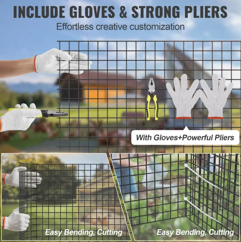 VEVOR Hardware Cloth, 48'' x 50' Galvanized Wire Mesh Roll, 19 Gauge Chicken Wire Fence Roll, Vinyl Coating Metal Wire Mesh for Chicken Coop Barrier, Rabbit Snake Fences, Poultry Enclosures