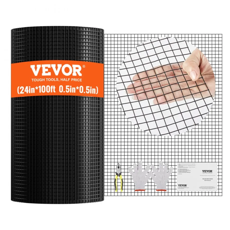 VEVOR Hardware Cloth, 48'' x 50' Galvanized Wire Mesh Roll, 19 Gauge Chicken Wire Fence Roll, Vinyl Coating Metal Wire Mesh for Chicken Coop Barrier, Rabbit Snake Fences, Poultry Enclosures