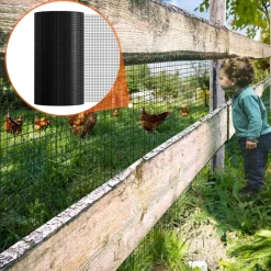 VEVOR Hardware Cloth, 48'' x 50' Galvanized Wire Mesh Roll, 19 Gauge Chicken Wire Fence Roll, Vinyl Coating Metal Wire Mesh for Chicken Coop Barrier, Rabbit Snake Fences, Poultry Enclosures