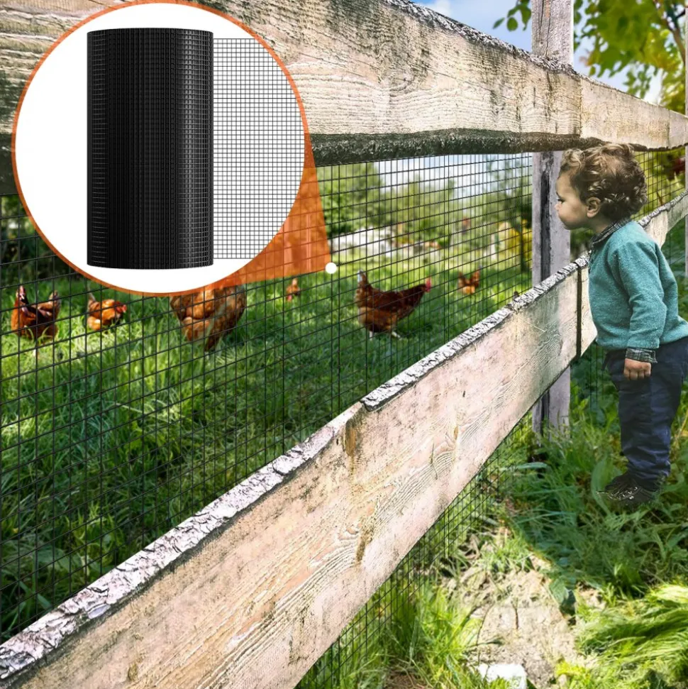 VEVOR Hardware Cloth, 48'' x 50' Galvanized Wire Mesh Roll, 19 Gauge Chicken Wire Fence Roll, Vinyl Coating Metal Wire Mesh for Chicken Coop Barrier, Rabbit Snake Fences, Poultry Enclosures