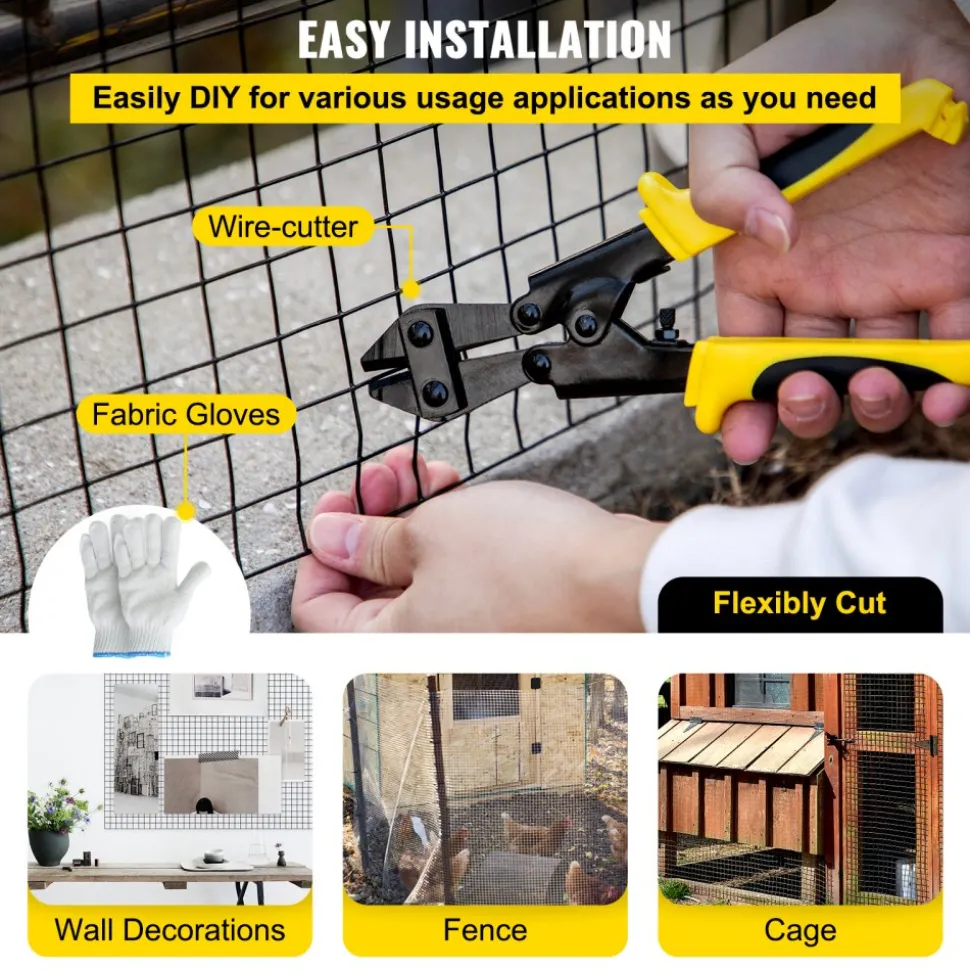VEVOR Hardware Cloth, 48" x 50' & 1"x1" Mesh Size, Galvanized Steel Vinyl Coated 16 Gauge Chicken Wire Fencing with A Cutting Plier & A Pair of Fabric Gloves, for Garden Fencing & Pet Enclosures,