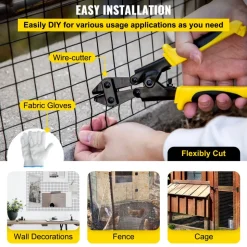 VEVOR Hardware Cloth, 24" x50' & 1"x1" Mesh Size, Galvanized Steel Vinyl Coated 16 Gauge Welded Wire with A Cutting Plier & A Pair of Fabric Gloves, for Garden Fencing & Pet Enclosures, Black