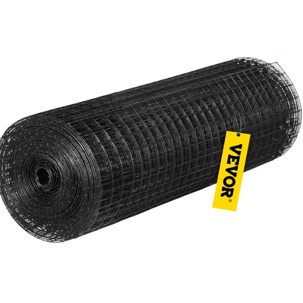 VEVOR Hardware Cloth, 24" x50' & 1"x1" Mesh Size, Galvanized Steel Vinyl Coated 16 Gauge Welded Wire with A Cutting Plier & A Pair of Fabric Gloves, for Garden Fencing & Pet Enclosures, Black