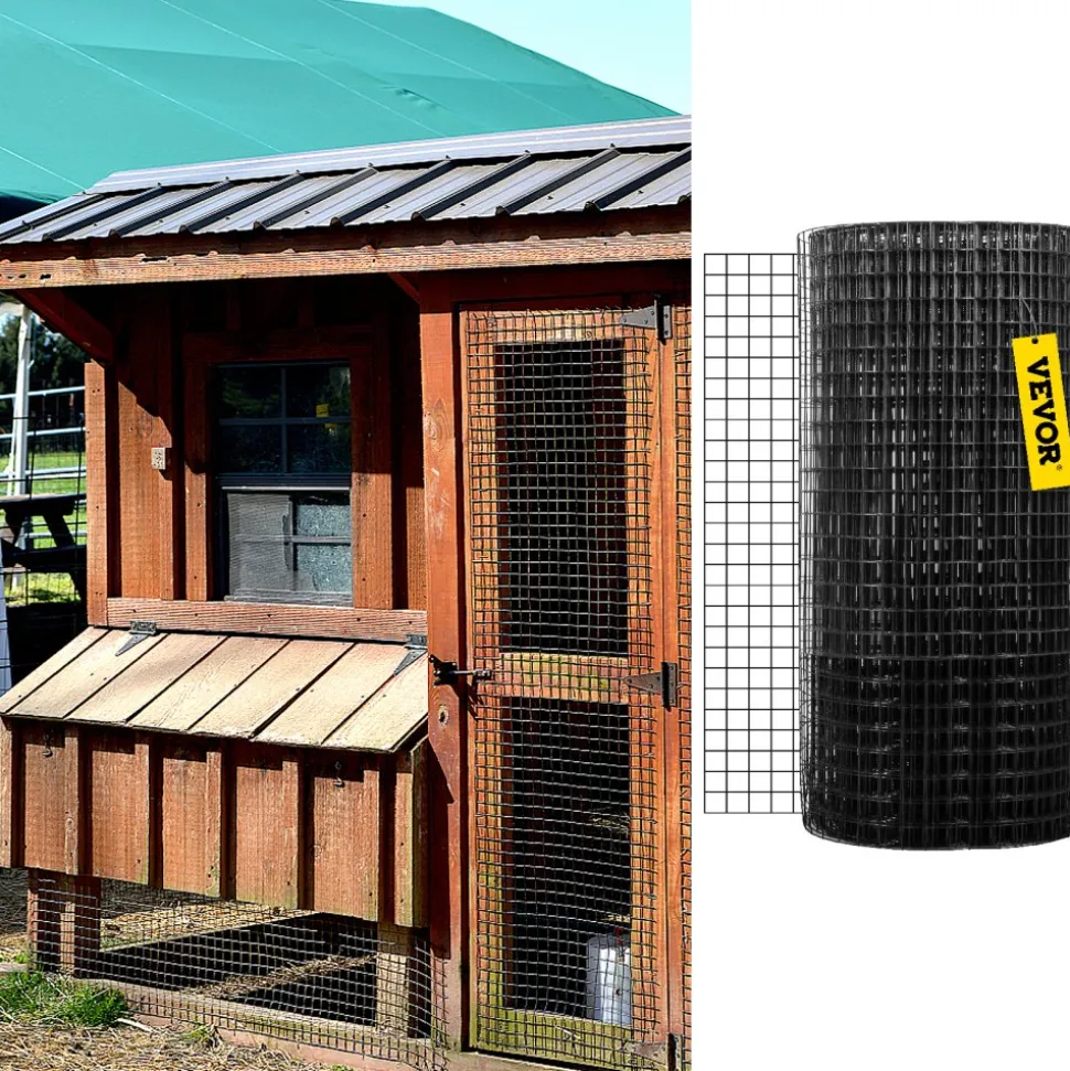 VEVOR Hardware Cloth, 36" x 50' & 1"x1" Mesh Size, Galvanized Steel Vinyl Coated 16 Gauge Chicken Wire Fencing with A Cutting Plier & A Pair of Fabric Gloves, for Garden Fencing & Pet Enclosures,