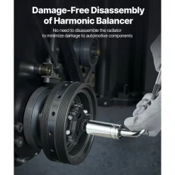 VEVOR Harmonic Balancer Puller Kit, Adjustable 3-Jaw Puller Fits Most Late Model Vehicles, 3-Jaw Pulley Puller Set with 4 Forcing Rods for Removing Harmonic Balancers Without Removing the Radiator