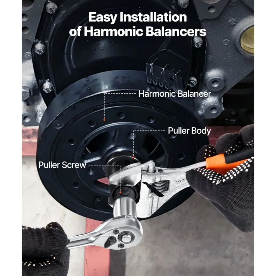 VEVOR Harmonic Balancer Puller Removal & Install Tool Kit, All-Steel Harmonic Balancer Installer Set Tool Kit for Removing and Installing of Balancers, Flywheels, Crankshaft Pulleys, Steering Wheels