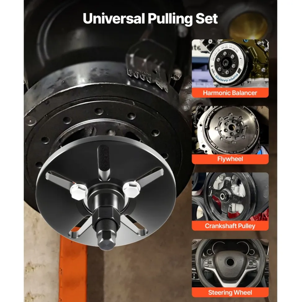 VEVOR Harmonic Balancer Puller Removal & Install Tool Kit, All-Steel Harmonic Balancer Installer Set Tool Kit for Removing and Installing of Balancers, Flywheels, Crankshaft Pulleys, Steering Wheels