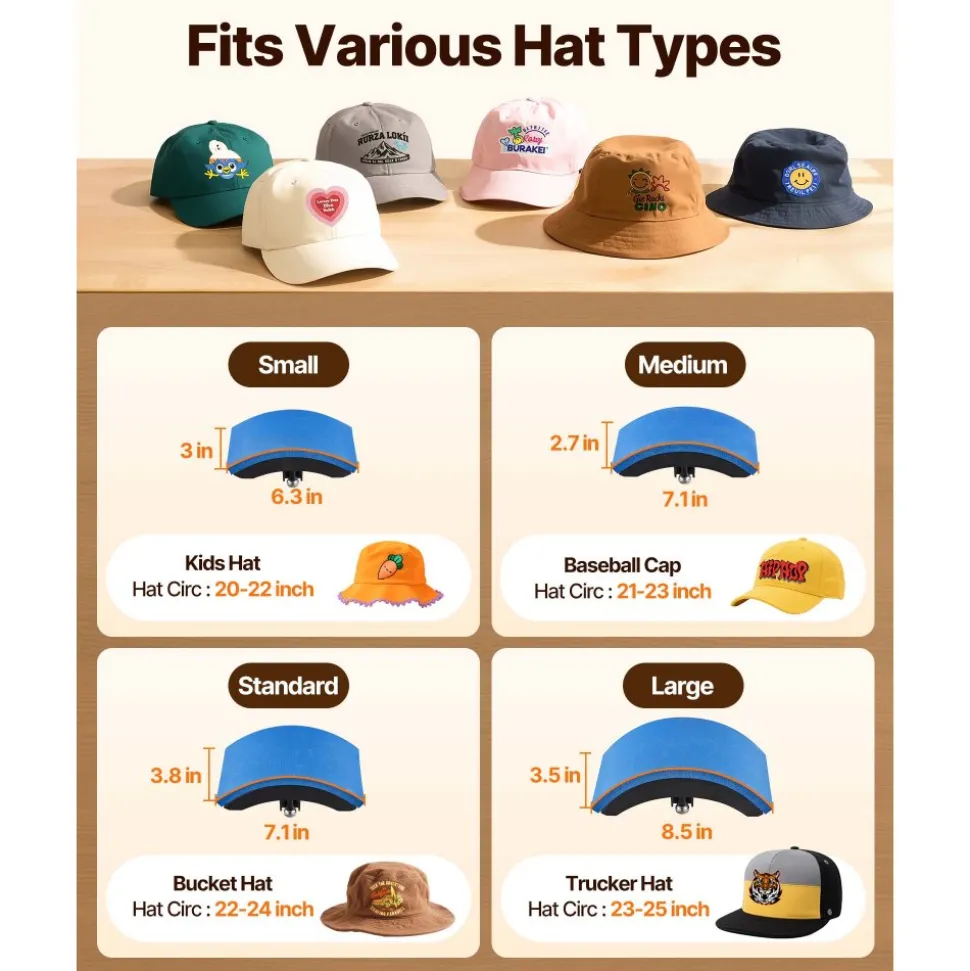 VEVOR Hat Heat Press, 4-in-1 Cap Heat Press Machine, 6 x 3in Clamshell Sublimation Transfer, LCD Digital Timer Temperature Control with 4pcs Curved Heating Elements (6x3/6.7x2.7/6.7x2.7/8.1x3.5)