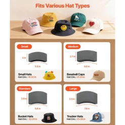 VEVOR Hat Heat Press Machine, with 4 Interchangeable Platens and Caps Stretcher, Precise Temperature & Time Control, Heat Press for Hats and Caps, for HTV Iron On and Sublimation Projects, White
