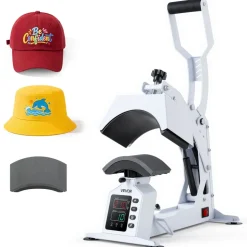 VEVOR Hat Heat Press Machine, with 2 Interchangeable Platens and Caps Stretcher, Precise Temperature & Time Control, Heat Press for Hats and Caps, for HTV Iron On and Sublimation Projects, White