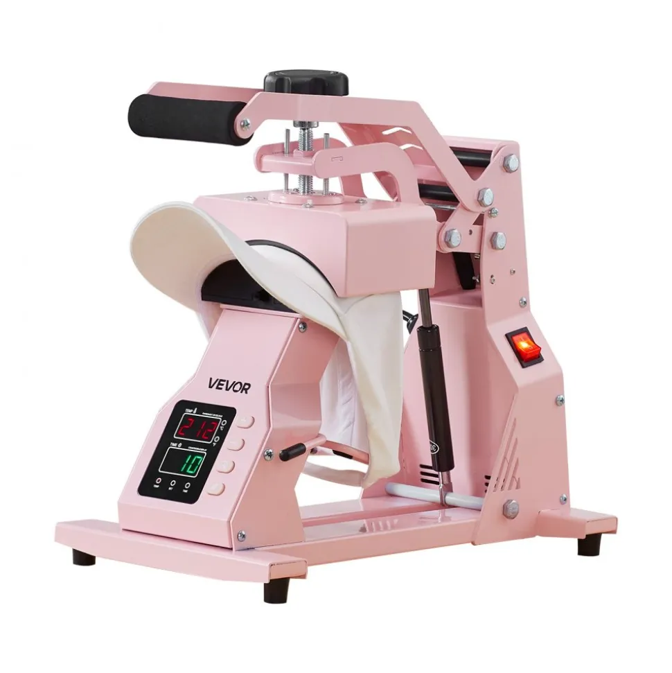VEVOR Hat Heat Press Machine, with 2pcs Interchangeable Platens, Precise Temperature and Time Control, Hat Press for HTV Iron On and Sublimation Projects, for Caps, Headbands, Cuffs, Face Masks, Pink