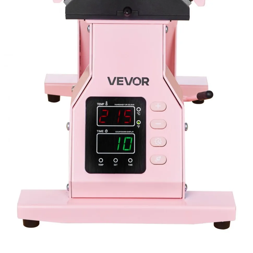 VEVOR Hat Heat Press Machine, with 2pcs Interchangeable Platens, Precise Temperature and Time Control, Hat Press for HTV Iron On and Sublimation Projects, for Caps, Headbands, Cuffs, Face Masks, Pink