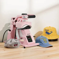 VEVOR Hat Heat Press Machine, with 4pcs Interchangeable Platens, Precise Temperature and Time Control, Hat Press for HTV Iron On and Sublimation Projects, for Caps, Headbands, Cuffs, Face Masks, Pink