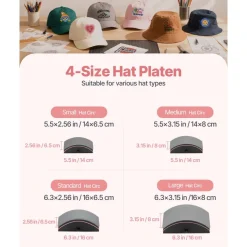 VEVOR Hat Heat Press Machine, with 4pcs Interchangeable Platens, Precise Temperature and Time Control, Hat Press for HTV Iron On and Sublimation Projects, for Caps, Headbands, Cuffs, Face Masks, Pink