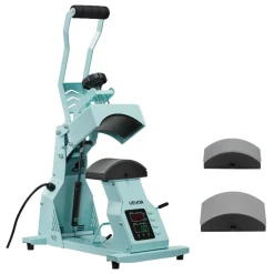 VEVOR Hat Heat Press Machine, with 2pcs Interchangeable Platens, Precise Temperature and Time Control, Hat Press for HTV Iron On and Sublimation Projects, for Caps, Headbands, Cuffs, Face Masks, Green