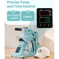 VEVOR Hat Heat Press Machine, with 2pcs Interchangeable Platens, Precise Temperature and Time Control, Hat Press for HTV Iron On and Sublimation Projects, for Caps, Headbands, Cuffs, Face Masks, Green