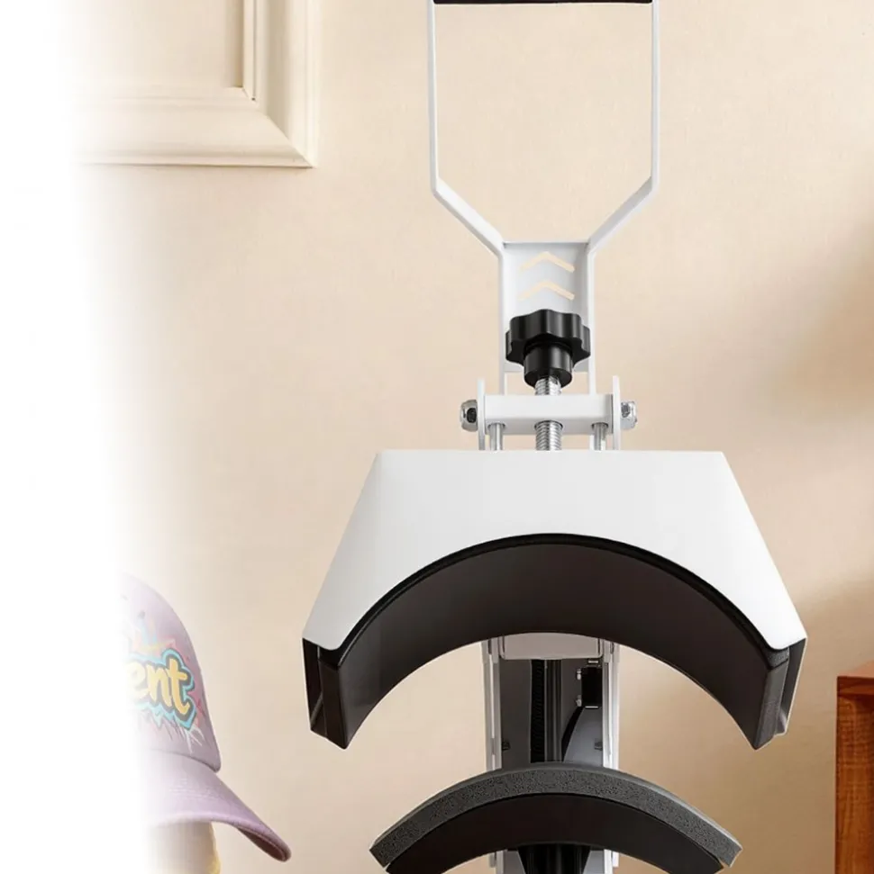 VEVOR Hat Heat Press Machine, 8.5 x 4 in Large Heating Plate, with Caps Stretcher, Precise Temperature & Time Control, Heat Press for Hats and Caps, for HTV Iron On and Sublimation Projects, White