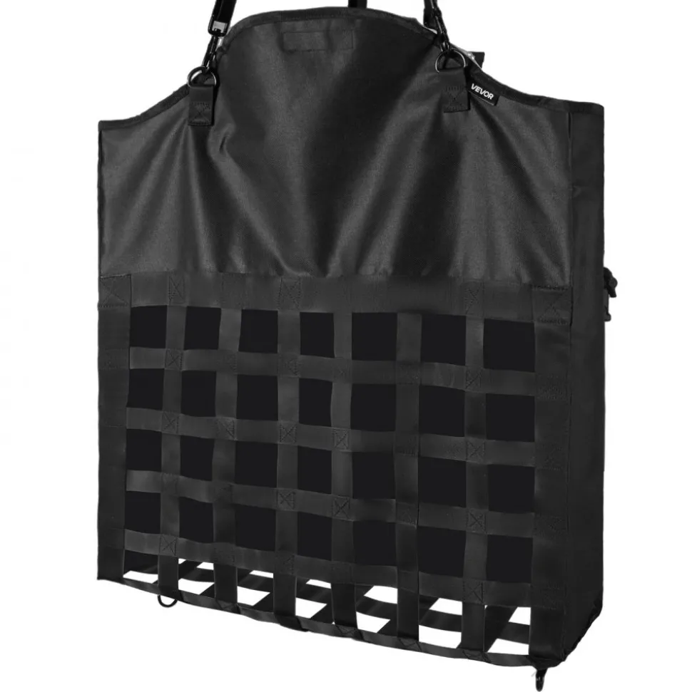 VEVOR Hay Bag for Horses, 21.65 x 7.28 x 25.2 in, 1.81 x 1.81 in Holes, Premium Nylon Construction with PVC Waterproof Coating, Adjustable Hanging Straps and Metal Hooks, Slow Feed Hay Bag for Horses