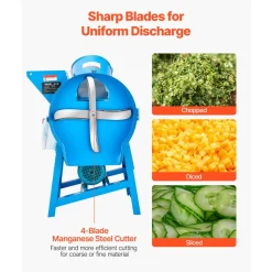 VEVOR Hay Chopper, 2200W Corn Straw Chopper with Double Feed Ports, 1719lbs/h Capacity Forage Corn Stalks Cutting Machine, 220V Multifunctional Grass Feed Pulverizer for Livestock, Farm, Ranch
