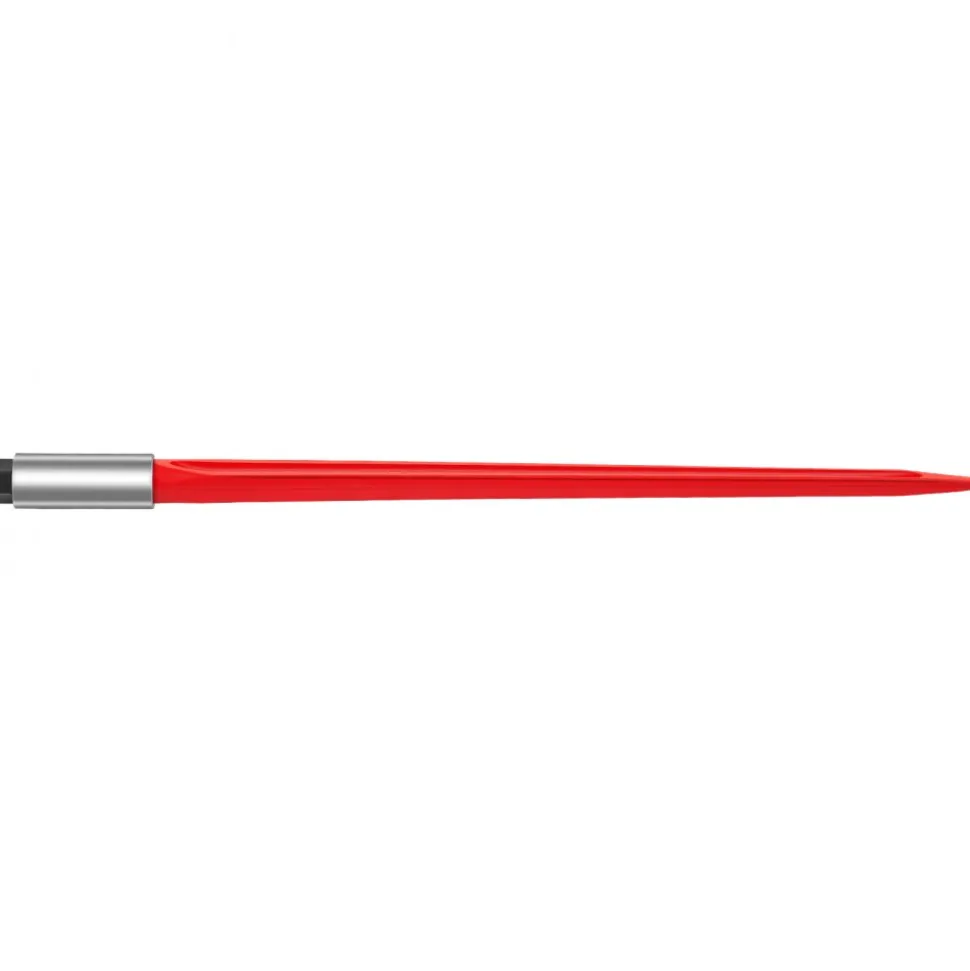 VEVOR Hay Spear 32" Bale Spear 1350 lbs Capacity, Bale Spike Quick Attach Square Hay Bale Spears 1.4" Wide, Red Coated Bale Forks, Bale Hay Spike with Hex Nut & Sleeve for Buckets Tractors Loaders