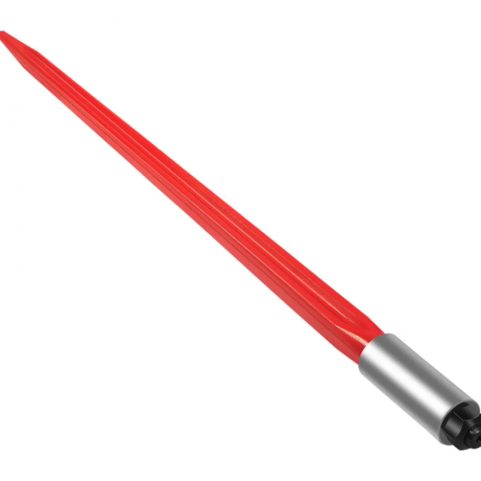 VEVOR Hay Spear 32" Bale Spear 1350 lbs Capacity, Bale Spike Quick Attach Square Hay Bale Spears 1.4" Wide, Red Coated Bale Forks, Bale Hay Spike with Hex Nut & Sleeve for Buckets Tractors Loaders