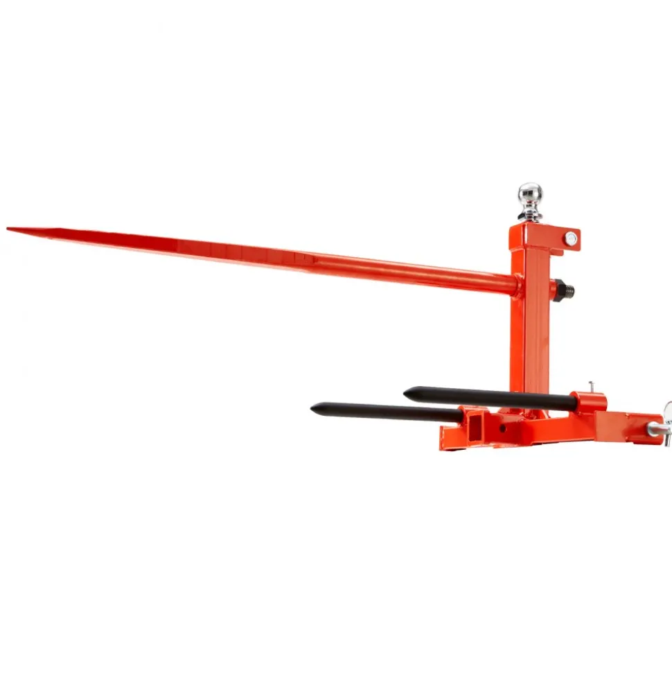 VEVOR 49" Hay Spear, Bale Spears 1600lbs Loading Capacity, Three-Point Hitch Tractor Attachment with 2pcs 17.5" Stabilizer Spears, Quick Attach Spike Forks
