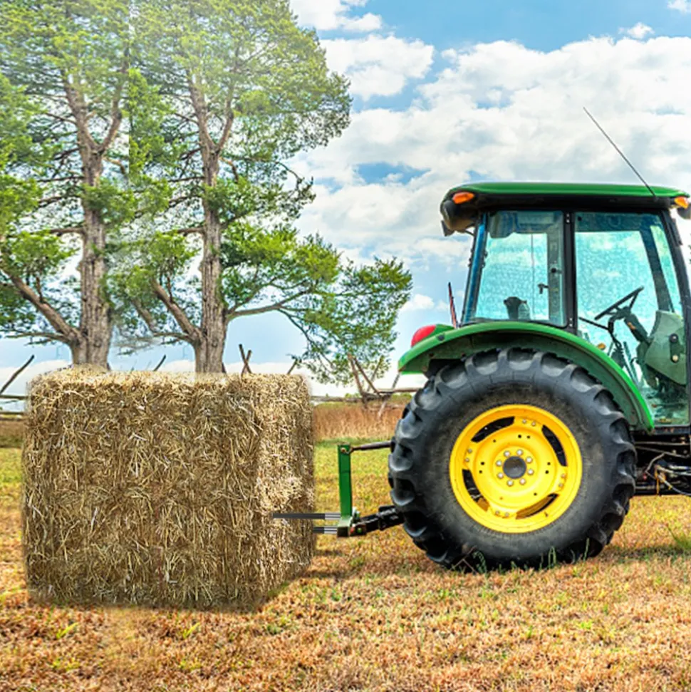 VEVOR Hay Spear Spears 49" Hay Bale Spear Spike, 4000 lbs Capacity Quick Attach Square Hay Bale Spears, 2 Pics Black Bale Forks, Bale Hay Spike with Hex Nut & Sleeve for Buckets Tractors Loaders