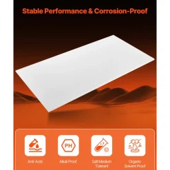 VEVOR HDPE Plastic Sheet Board, 1 Pack High Density Polyethylene Sheet Plastic Panel, 24 x 48 Inch 1/2 Inch Thick Customizable Plastic Panels, for DIY Crafts, Heavy Duty Industrial Equipment, White