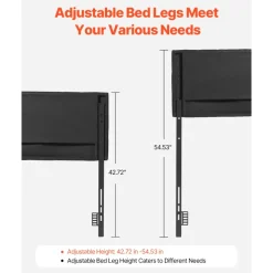 VEVOR Headboard, Queen Size Headboard with Adjustable Height, Comfortable Diamond Tufted for Queen Size Bed, W62.2 x H(42.72-54.53) x D2.76 in, Ideal for Bedroom, Hotel, Homestay, Dormitory, Black