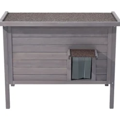 VEVOR Heated Cat House, Insulated Wooden Cat House for Outdoor Cats, Waterproof Feral Kitty Shelter with Heating Pad, PVC Flap Door & Openable Asphalt Roof for 1-3 Cats in Winter, 34 x 21 x 27 in