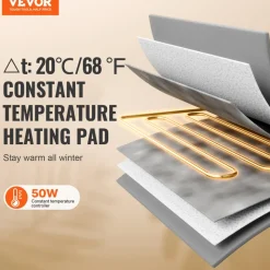 VEVOR Heated Cat House, Outdoor Kitty Shelter with Adjustable Temperature and Timer, 600D Oxford Cloth Foldable Cat Shelter with Heated Pad for Winter to Stay Warm and Cozy, Green (Large)