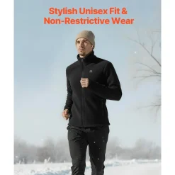 VEVOR Heated Fleece Jacket for Women, Heated Sweatshirt with 7.4V 16000mAh Rechargeable Power Bank Pack, 6 Heating Zones, 3 Temp Levels, 3h/6h/10h Warmth, for Winter Outdoor Camping, Black, L Size