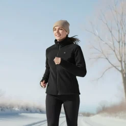 VEVOR Heated Fleece Jacket for Women, Heated Sweatshirt with 7.4V 16000mAh Rechargeable Power Bank Pack, 6 Heating Zones, 3 Temp Levels, 3h/6h/10h Warmth, for Winter Outdoor Camping, Black, XXL Size