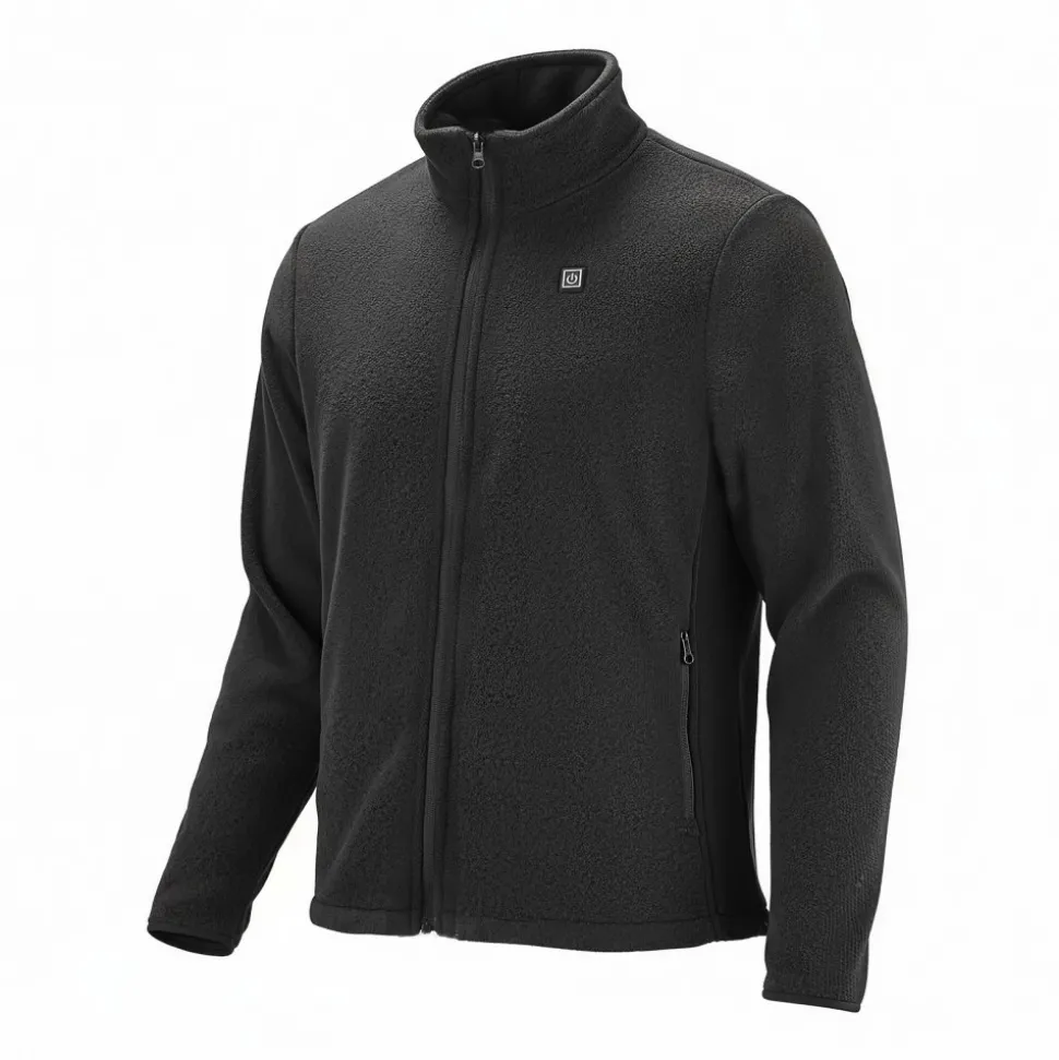 VEVOR Heated Fleece Jacket for Men, Heated Sweatshirt with 7.4V 16000mAh Rechargeable Power Bank Pack, 6 Heating Zones, 3 Temp Levels, 3h/6h/10h Warmth, for Winter Outdoor Camping, Black, XL Size