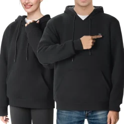 VEVOR Heated Hoodie, Unisex Heated Sweatshirt with Battery Pack 7.4V, Electric Jacket with 5 Heating Zones for Men & Women, Lightweight Warm Heated Outdoor Pullover for Fishing Camping, S Size Black