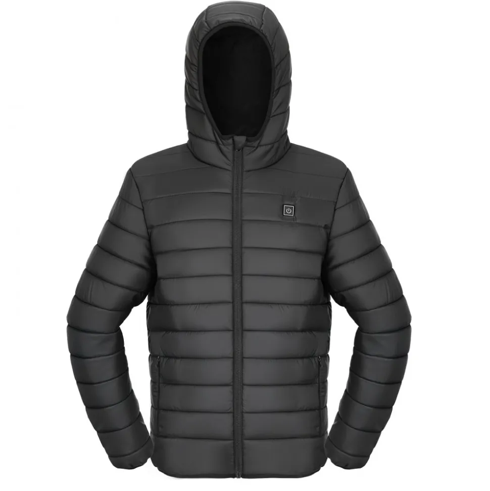 VEVOR Heated Jacket for Men with 7.4V Battery, Soft Shell Electric Heating Coat, Windproof Lightweight Outerwear with 6 Heating Zones & 3 Heat Settings for Hiking, Outdoor Work, Black, XL Size