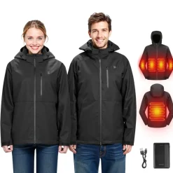 VEVOR Heated Jacket for Men with 7.4V Battery, Soft Shell Electric Heating Coat, Windproof Waterproof Lightweight Outerwear with 5 Heating Zones & 3 Heat Settings, Machine Washable,XL Size