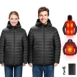 VEVOR Heated Jacket for Women with 7.4V Battery, Soft Shell Electric Heating Coat, Windproof Lightweight Outerwear with 4 Heating Zones & 3 Heat Settings, for Hiking, Outdoor Work, Black, M Size
