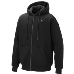 VEVOR Heated Jacket Hoodie for Men Women, Heated Sweatshirt Unisex Full-Zip with 7.4V 16000mAh Power Bank Pack, 5 Heating Zones, 3 Temp Levels, 4-8H Warmth, for Winter Outdoor Camping, Black, L Size