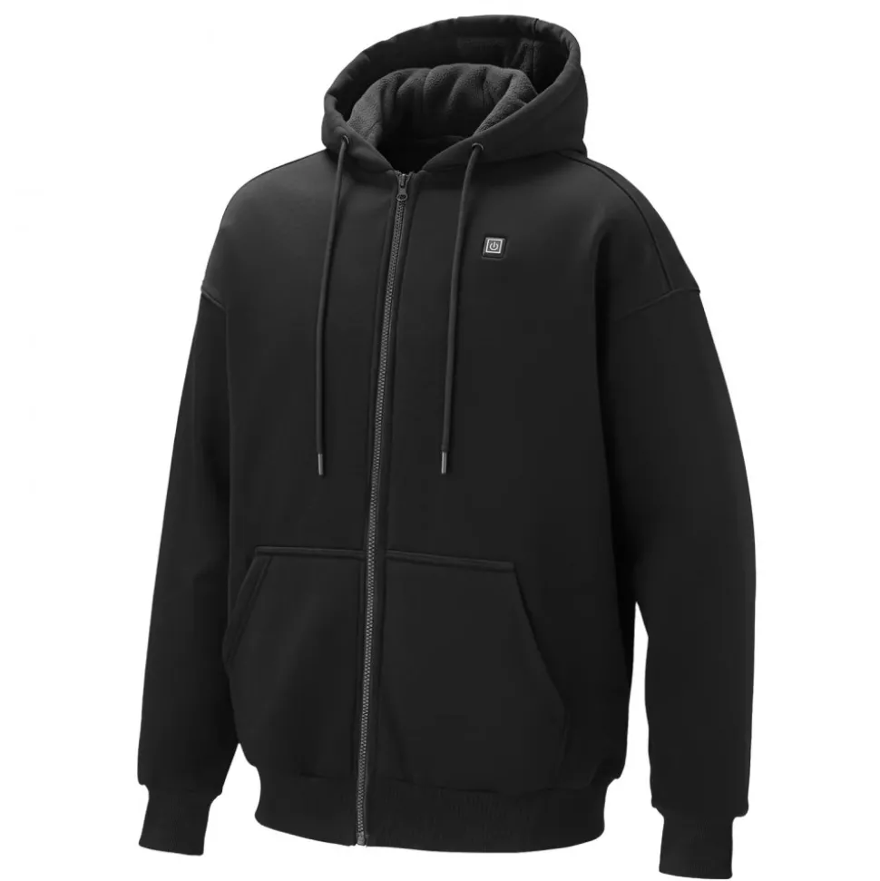 VEVOR Heated Jacket Hoodie for Men Women, Heated Sweatshirt Unisex Full-Zip with 7.4V 16000mAh Power Bank Pack, 5 Heating Zones, 3 Temp Levels, 4-8H Warmth, for Winter Outdoor Camping, Black, L Size