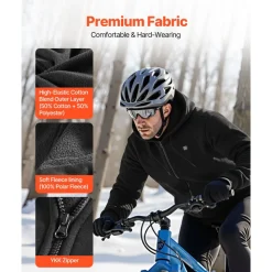 VEVOR Heated Jacket Hoodie for Men Women, Heated Sweatshirt Unisex Full-Zip with 7.4V 16000mAh Power Bank Pack, 5 Heating Zones, 3 Temp Levels, 4-8H Warmth, for Winter Outdoor Camping, Black, XL Size