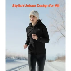 VEVOR Heated Jacket Hoodie for Men Women, Heated Sweatshirt Unisex Full-Zip with 7.4V 16000mAh Power Bank Pack, 5 Heating Zones, 3 Temp Levels, 4-8H Warmth, for Winter Outdoor Camping, Black, XL Size
