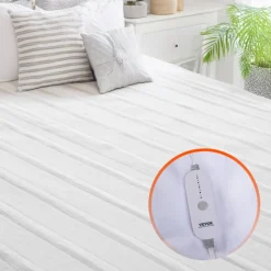 VEVOR Heated Mattress Pad, 39 x 75 in, Electric Bed Warmer with 1-5 Heat Settings Control, 10-Hour Auto Shut Off, Machine-Wash Breathable Coral Fleece Heating Electric Mattress Sheets, White