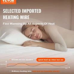 VEVOR Heated Mattress Pad, 39 x 75 in, Electric Bed Warmer with 1-5 Heat Settings Control, 10-Hour Auto Shut Off, Machine-Wash Breathable Coral Fleece Heating Electric Mattress Sheets, White